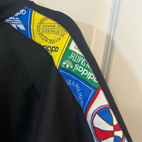 Adidas Originals Stan Smith Label Tape Sleeve Track Jacket Full Zip Sz L Black - Picture 7 of 15